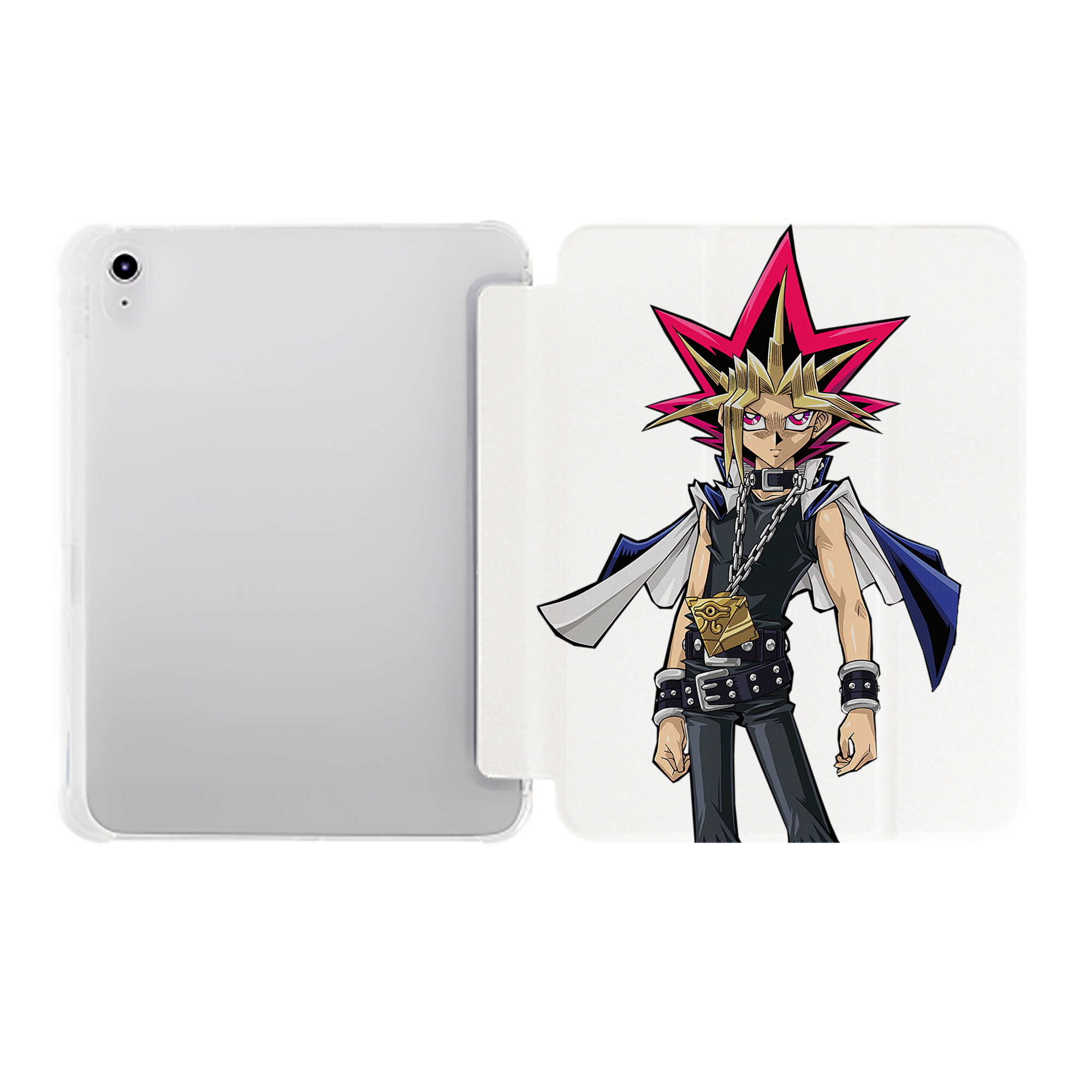 （画像用） 遊☆戯☆王 Yu-Gi-Oh! IPad ケース ペン収納付き 三つ折りスタンド PUレザー×シリコン 対応機種9.5/10.5/10.9インチ